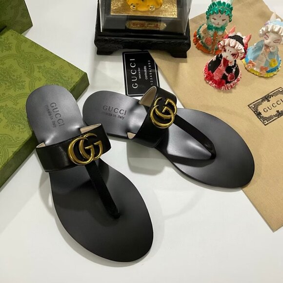 Gucci Black Sandals with Red and Green Straps---new💕 - Picture 1 of 8